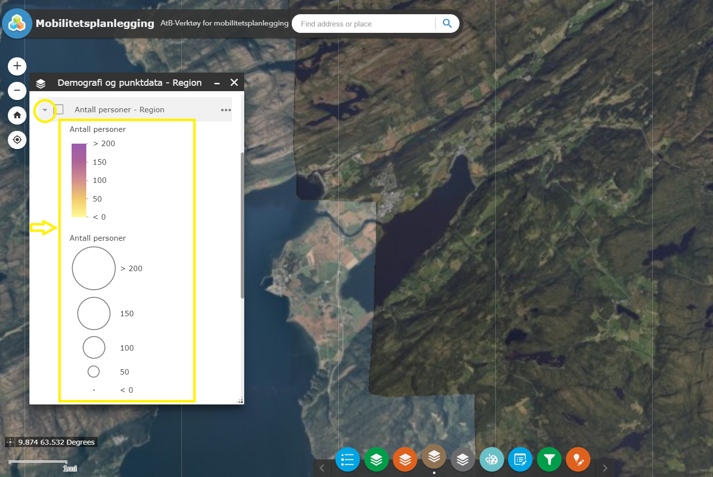 Brukerveiledning valg av demografi for region 2